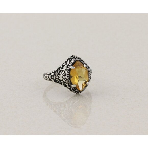 Sterling Silver Natural Citrine Ring Size 9 - Picture 3 of 8